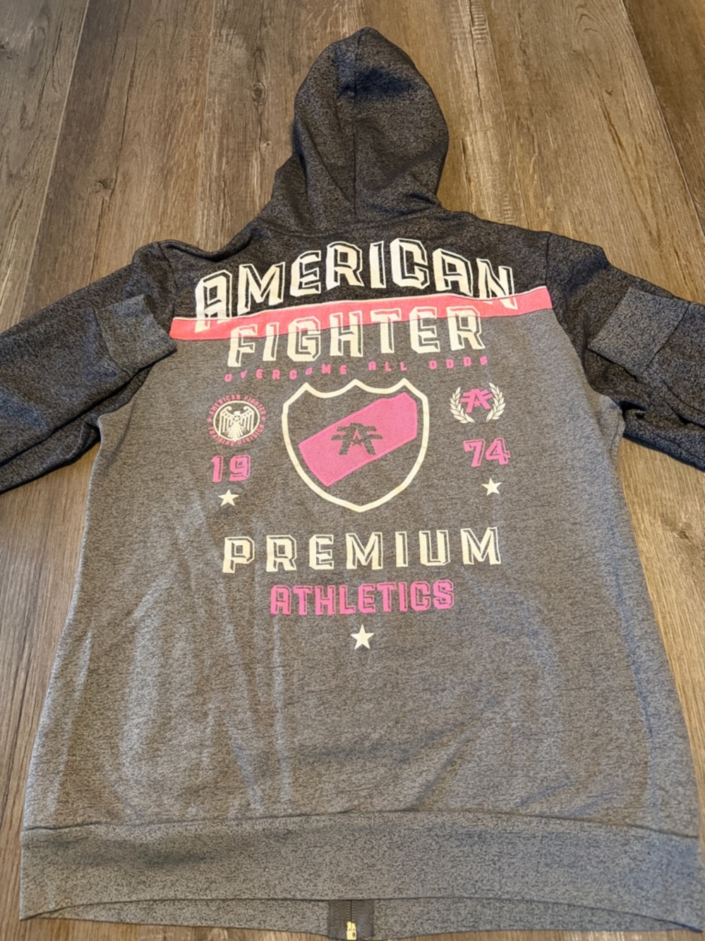 American Fighter Women’s  Grey & Pink Full-Zip Hooded Jacket - Picture 5 of 6